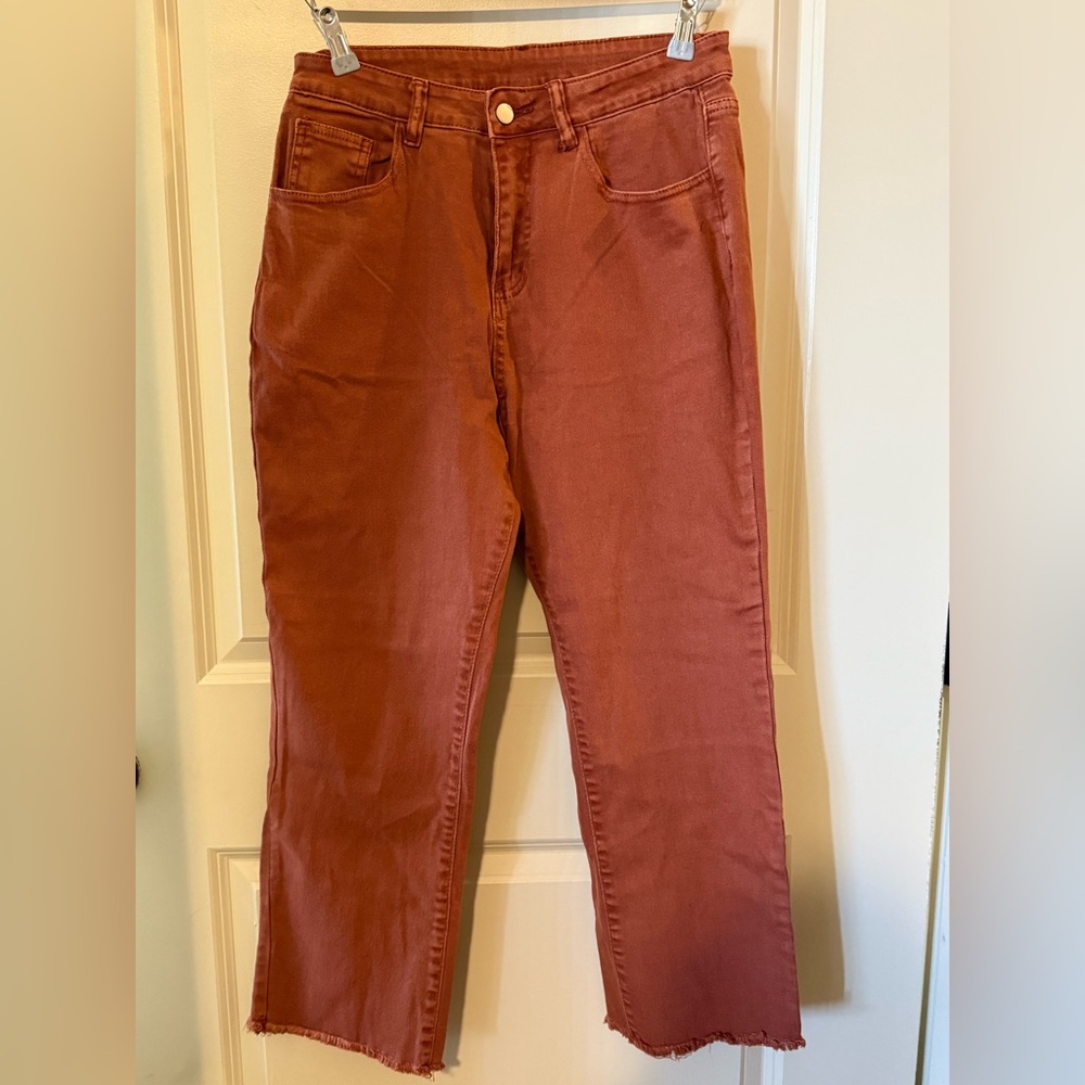Rust Orange Loose Fit Ankle Pants